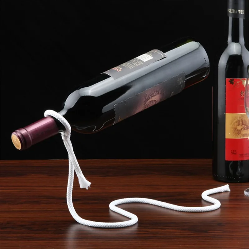 002B012 Iron Wine Holder Magic Suspending Rope Wine Rack Home Decoration