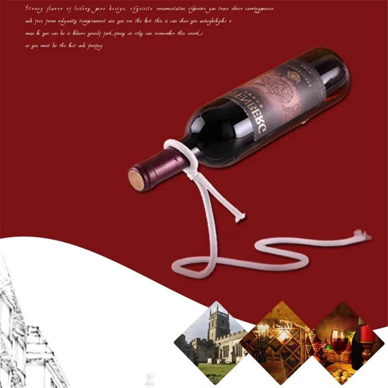 002B012 Iron Wine Holder Magic Suspending Rope Wine Rack Home Decoration