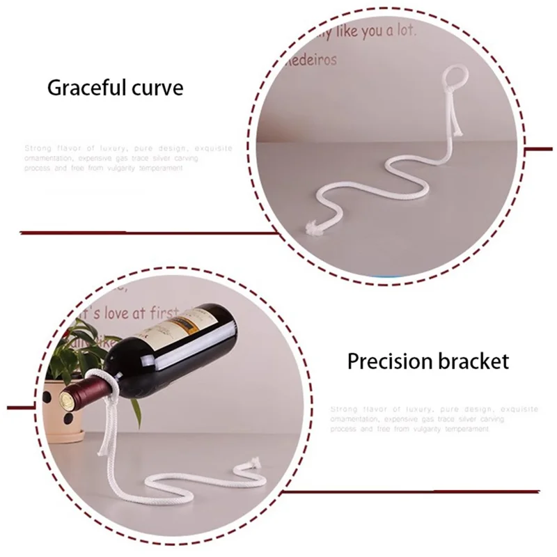 002B012 Iron Wine Holder Magic Suspending Rope Wine Rack Home Decoration