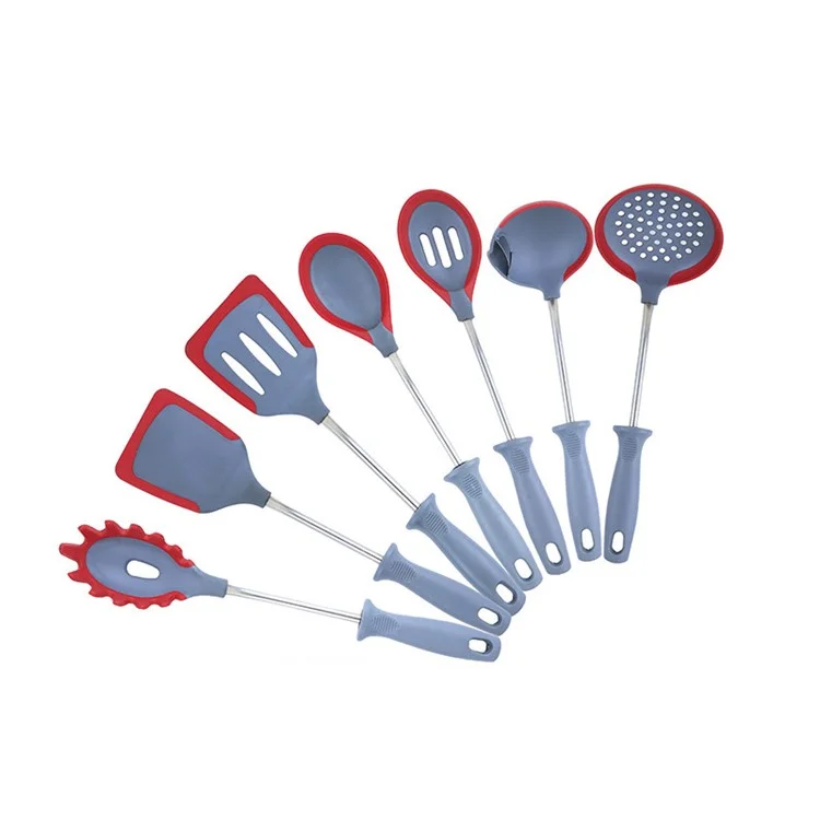 7Pcs / Set Kitchen Cookware Liquid Silicone Cooking Utensils Spatula Cutlery Kit (BPA-Free, No FDA)