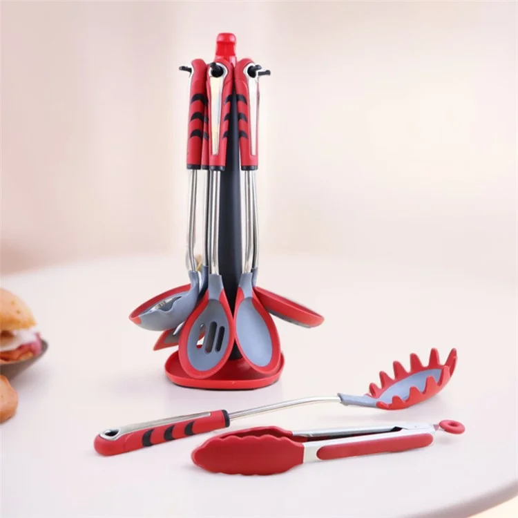 7Pcs / Set Kitchen Cookware Liquid Silicone Cooking Utensils Spatula Cutlery Kit (BPA-Free, No FDA)