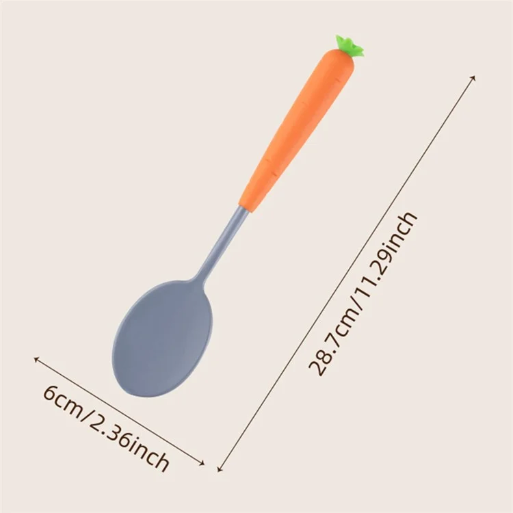 Creative Children Cookware Nylon+PP+TPR Spatula Fork Spoon Kitchen Utensils (BPA Free, No FDA) - Carrot Spoon