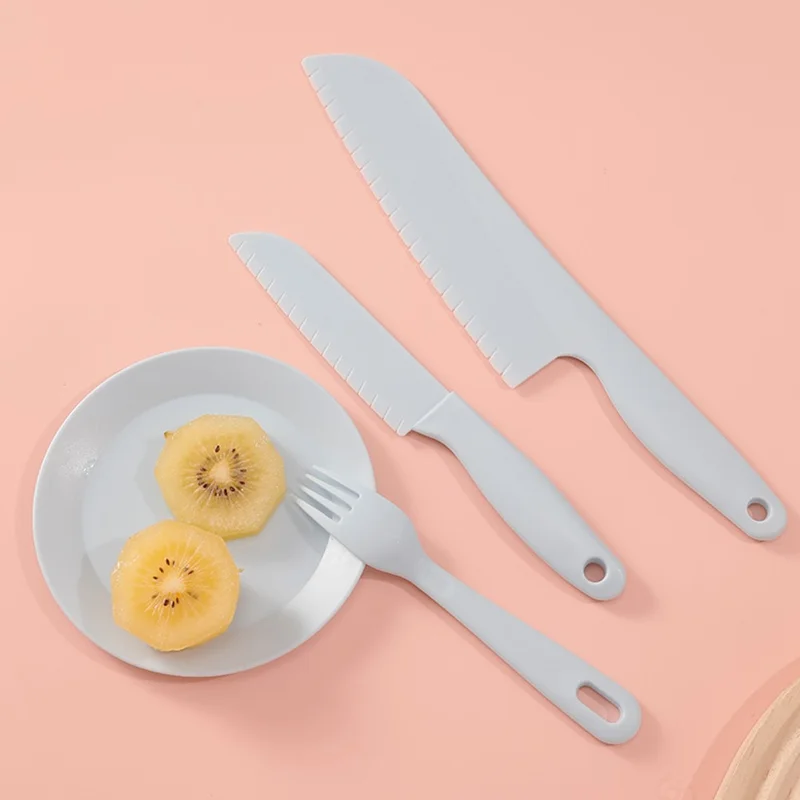 6Pcs / Set Children Chef Knife Cutting Board Plastic Plate Kitchen Utensils Set (BPA Free, No FDA) - Blue