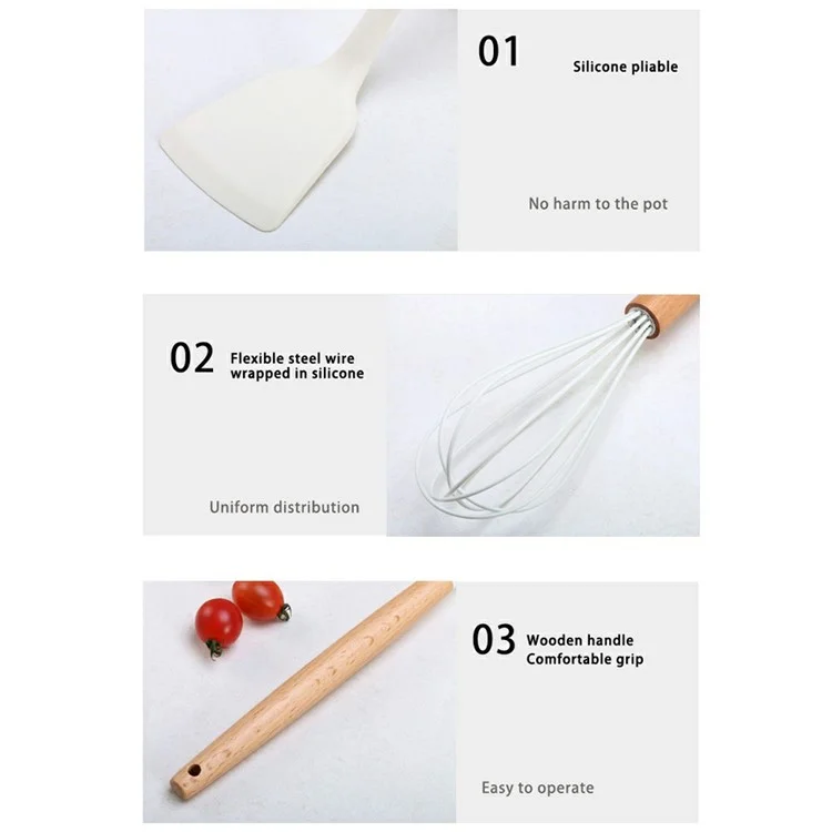 34Pcs / Set Heat Resistant Kitchen Utensils Silicone Spatula Ladle Cooking Tools Kit for Non-stick Pan (No FDA, BPA Free) - Dark Green
