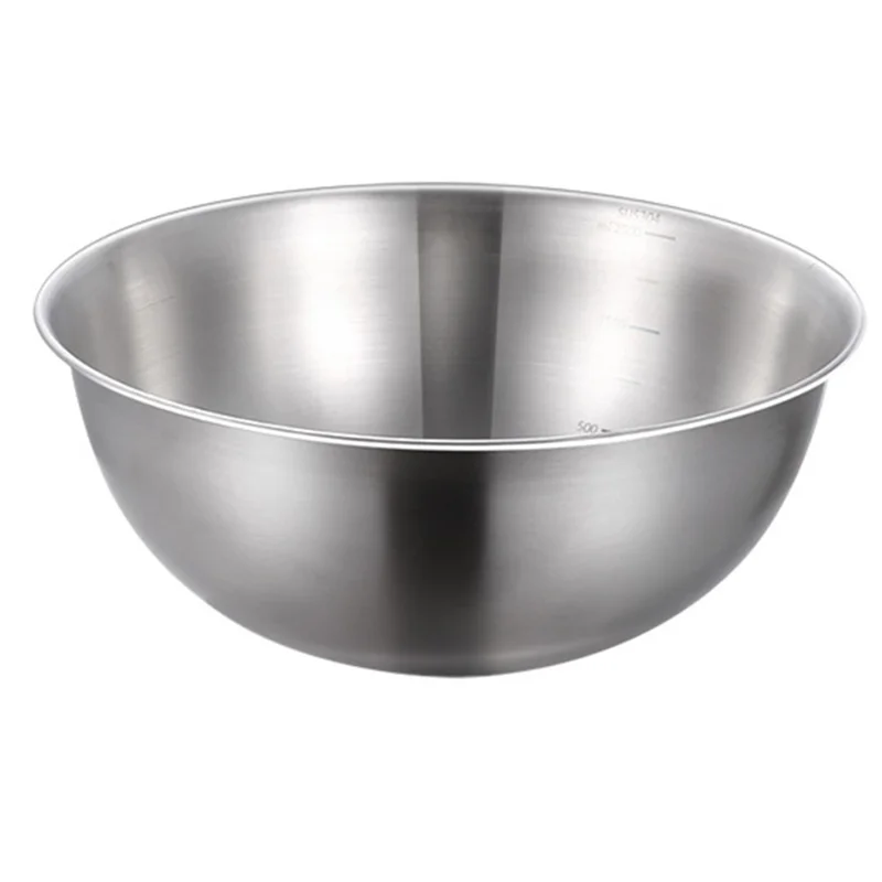 Ciotola per insalata in acciaio inossidabile 304 da 19 cm di diametro, ciotola da miscelazione con indicatori di misurazione per cucina / panificazione (senza FDA)
