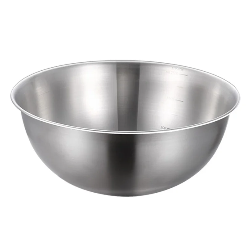 Ciotola per insalata in acciaio inossidabile 304 da 24 cm di diametro, ciotola per impastare con indicatori di misurazione per la cucina / la cottura (senza FDA)