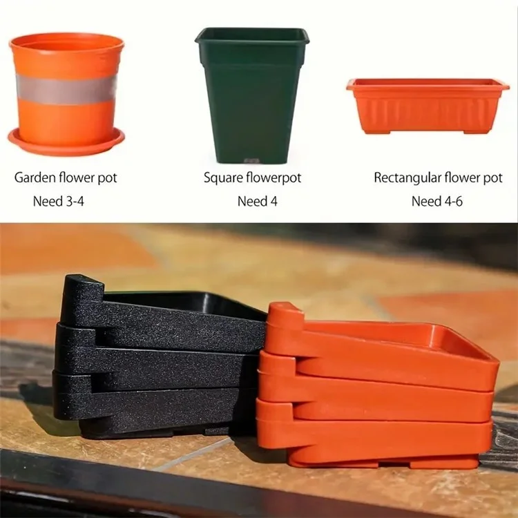 12 pièces de support de pot de fleurs de jardinage en PP avec ventilation - Orange L