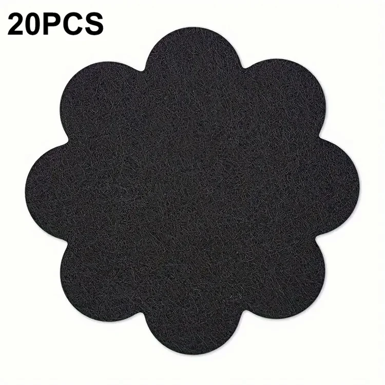 20Pcs Flower Pot Inner Bottom Mat Prevent Soil Leakage Flower Shape Plant Pot Bottom Hole Pad - Black