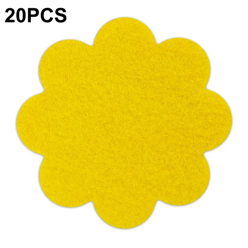 20Pcs Flower Pot Inner Bottom Mat Prevent Soil Leakage Flower Shape Plant Pot Bottom Hole Pad - Yellow