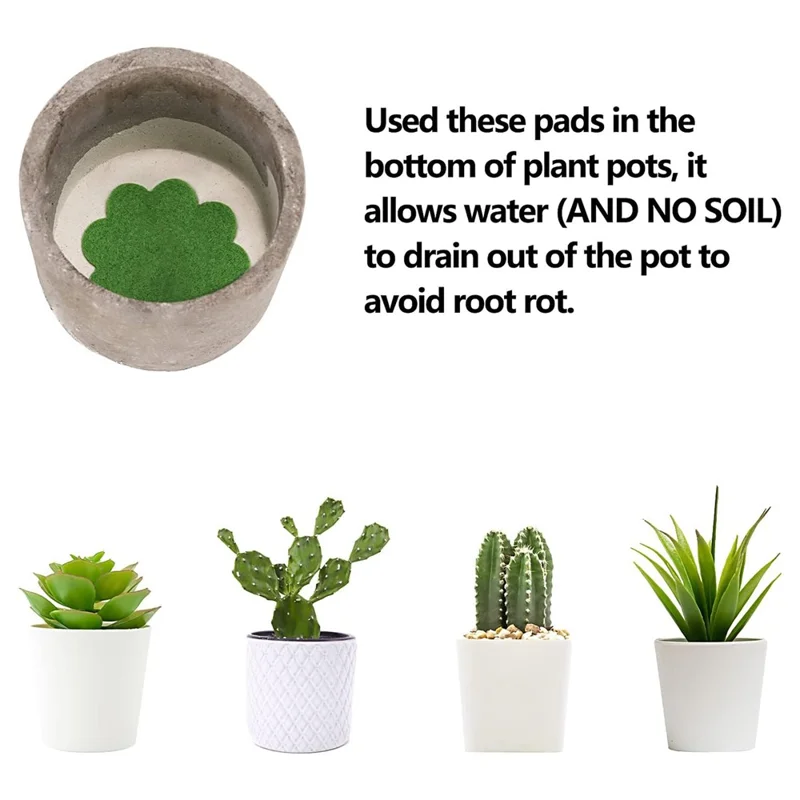 20Pcs Flower Pot Inner Bottom Mat Prevent Soil Leakage Flower Shape Plant Pot Bottom Hole Pad - Yellow