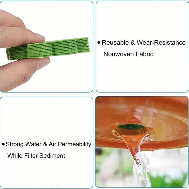 20Pcs Flower Pot Inner Bottom Mat Prevent Soil Leakage Flower Shape Plant Pot Bottom Hole Pad - Blue