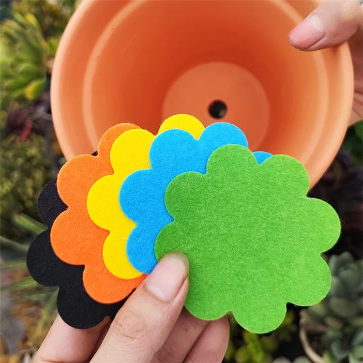 20Pcs Flower Pot Inner Bottom Mat Prevent Soil Leakage Flower Shape Plant Pot Bottom Hole Pad - Blue