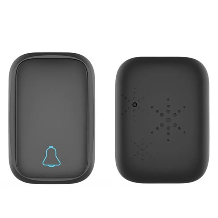 TS-K111 Wireless Doorbell IP68 Waterproof Door Bell Chime Kit Alarm with 38 Melodies, 2 Door Bells and 1 Button - Black/US Plug