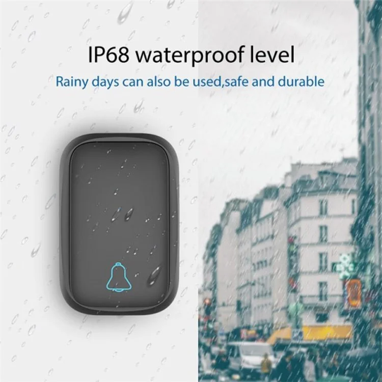 TS-K111 Wireless Doorbell Home Welcome Doorbell Waterproof 100M Remote Smart Doorbell Chime, 1 Door Bell and 1 Button - Black/US Plug