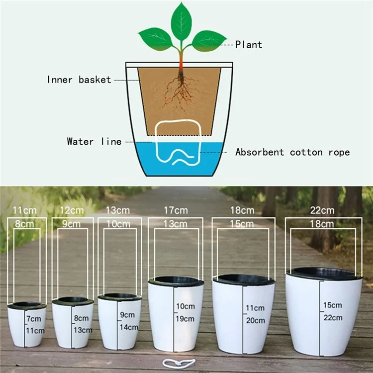5pcs / Pack 130mm Selbstbewässerungstopf Automatisch Wasser Absorbierende Blumentopf Auto -wasserwässer Pflanzer
