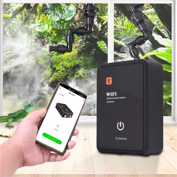 Tuya WiFi Smart Reptile Fogger Terrariums Humidifier Timer Automatic Mist Rainforest Spray System Kit - US Plug