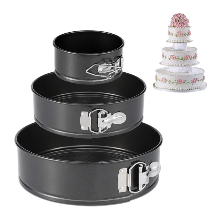 KP017 3Pcs/Set Round 4/7/9 inch Cake Mold Non-stick High Carbon Steel Kitchen Baking Mold with Removable Bottom (BPA Free, no FDA Certificate)