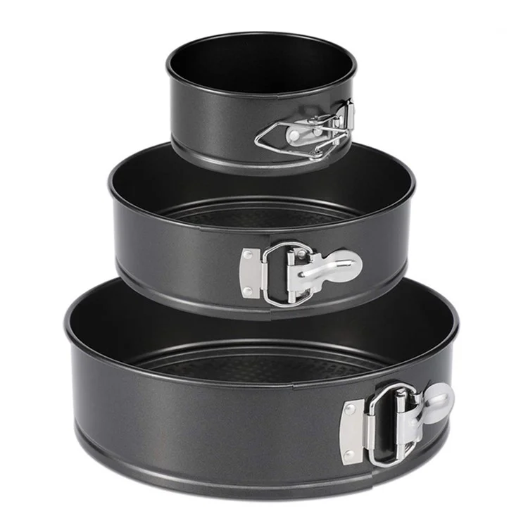 KP017 3Pcs/Set Round 4/7/9 inch Cake Mold Non-stick High Carbon Steel Kitchen Baking Mold with Removable Bottom (BPA Free, no FDA Certificate)