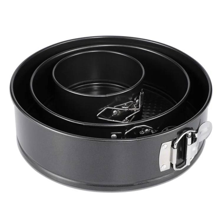 KP017 3Pcs/Set Round 4/7/9 inch Cake Mold Non-stick High Carbon Steel Kitchen Baking Mold with Removable Bottom (BPA Free, no FDA Certificate)