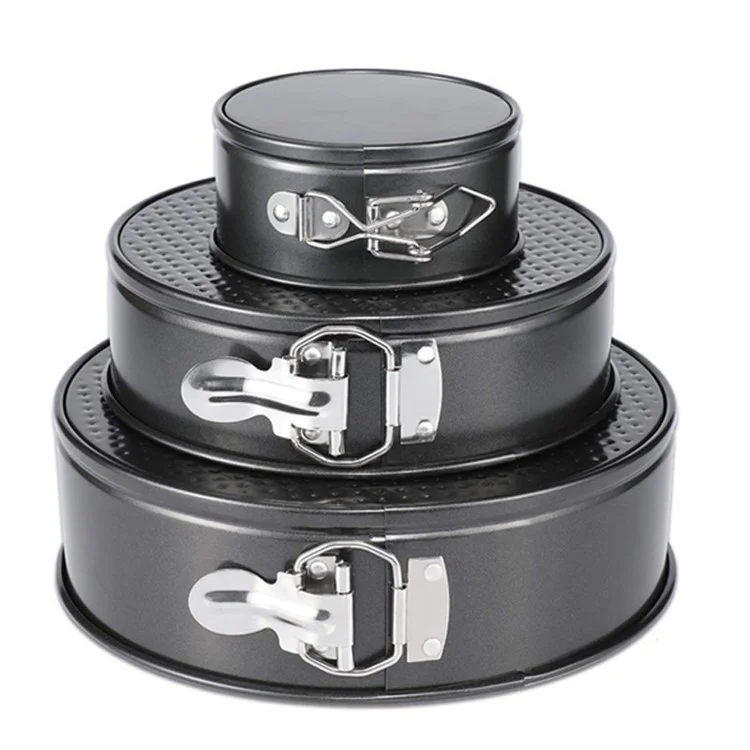 KP017 3Pcs/Set Round 4/7/9 inch Cake Mold Non-stick High Carbon Steel Kitchen Baking Mold with Removable Bottom (BPA Free, no FDA Certificate)