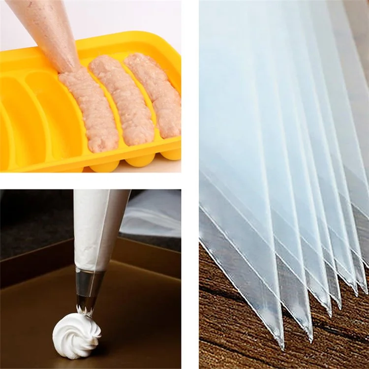 50PCS Pastry Bags Thicked Disposable Piping Bags Icing Bags Clear PE Cake Decorating Bags Baking Tools Supplies (BPA-Free, without FDA Certification)