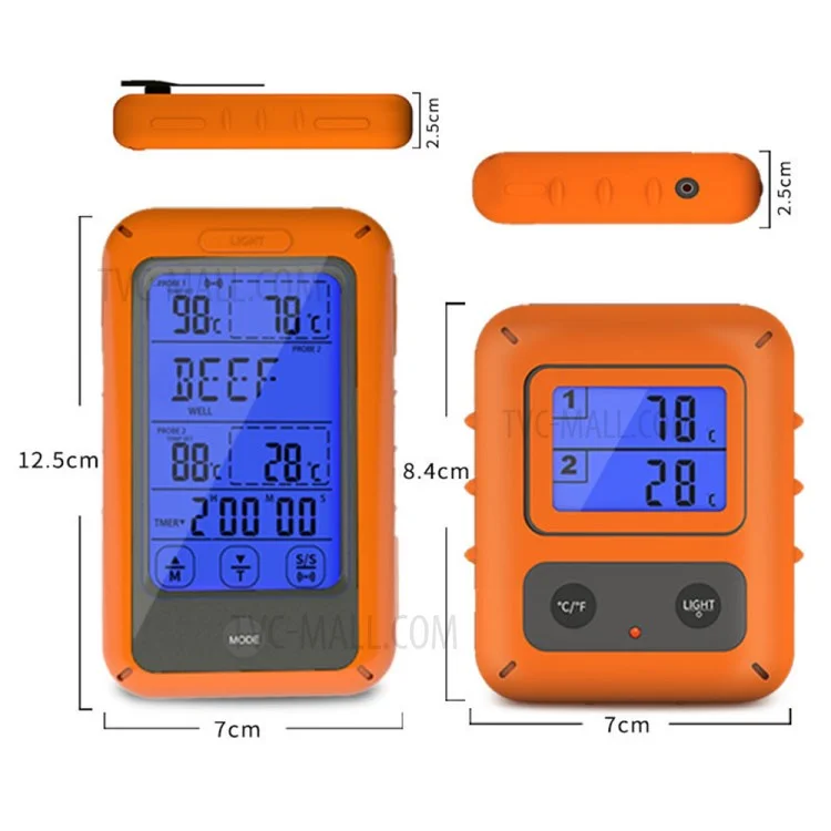 TS-TP20 Wireless Touch Screen Cozinha Termômetro BBQ Comida Monitores 2 Sondas