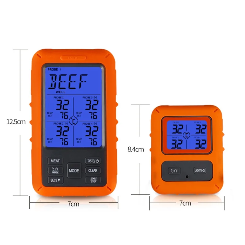 TS-TP40-B 4 Probes Digital Kitchen Oven Thermometer Timer Wireless Meat BBQ Food Smoker Thermometer