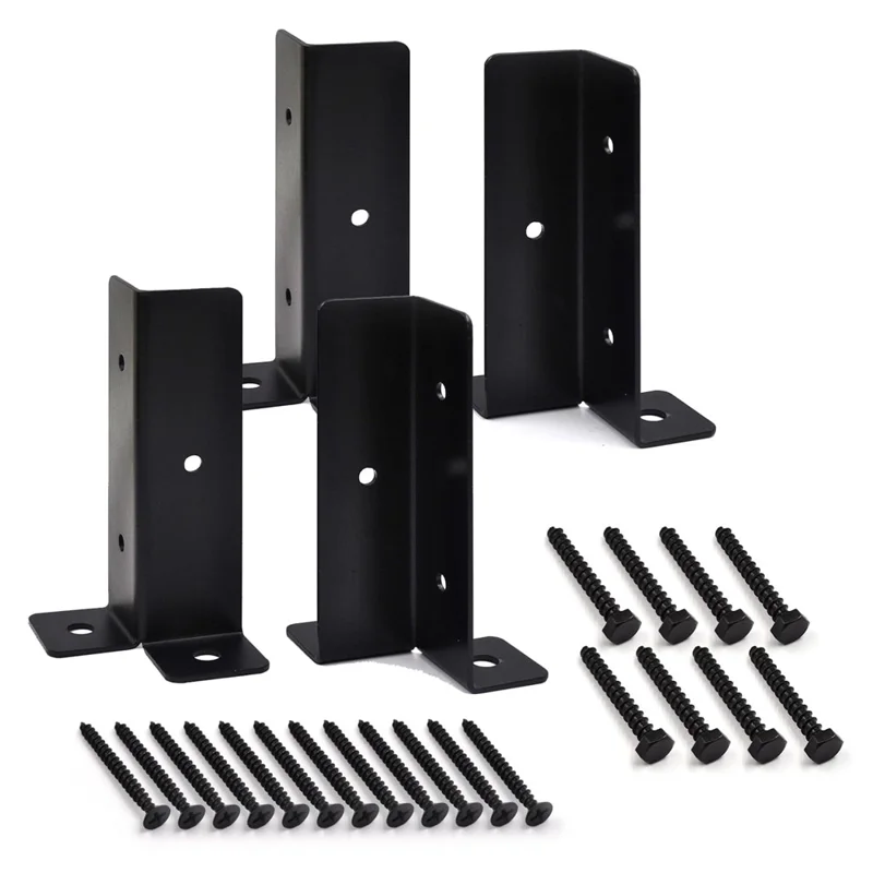 4 Peças Kit de Suporte para Gazebo Estrutura de Madeira com Conector de Base de Canto Viga Pergolado Âncora de Poste de Cerca