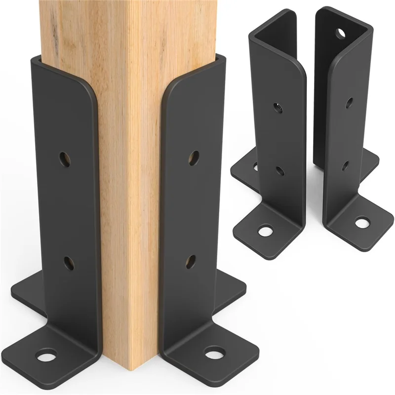4 Peças Kit de Suporte para Gazebo Estrutura de Madeira com Conector de Base de Canto Viga Pergolado Âncora de Poste de Cerca
