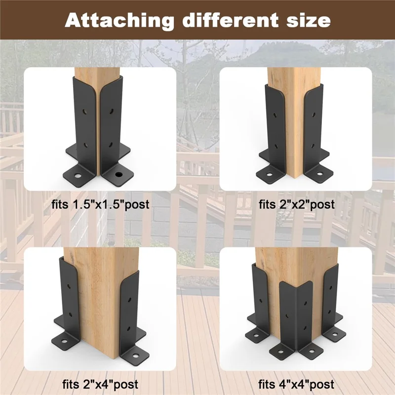 4 Peças Kit de Suporte para Gazebo Estrutura de Madeira com Conector de Base de Canto Viga Pergolado Âncora de Poste de Cerca