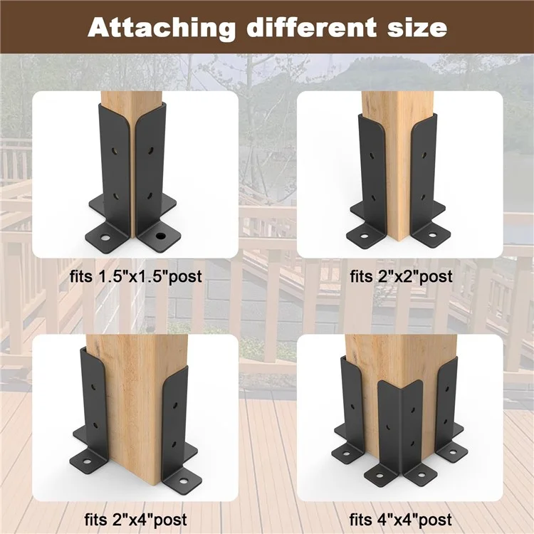 2 Peças Kit de Suporte para Gazebo Conector de Base de Poste para Pérgola Cerca Pátio Suporte Metálico Ajustável