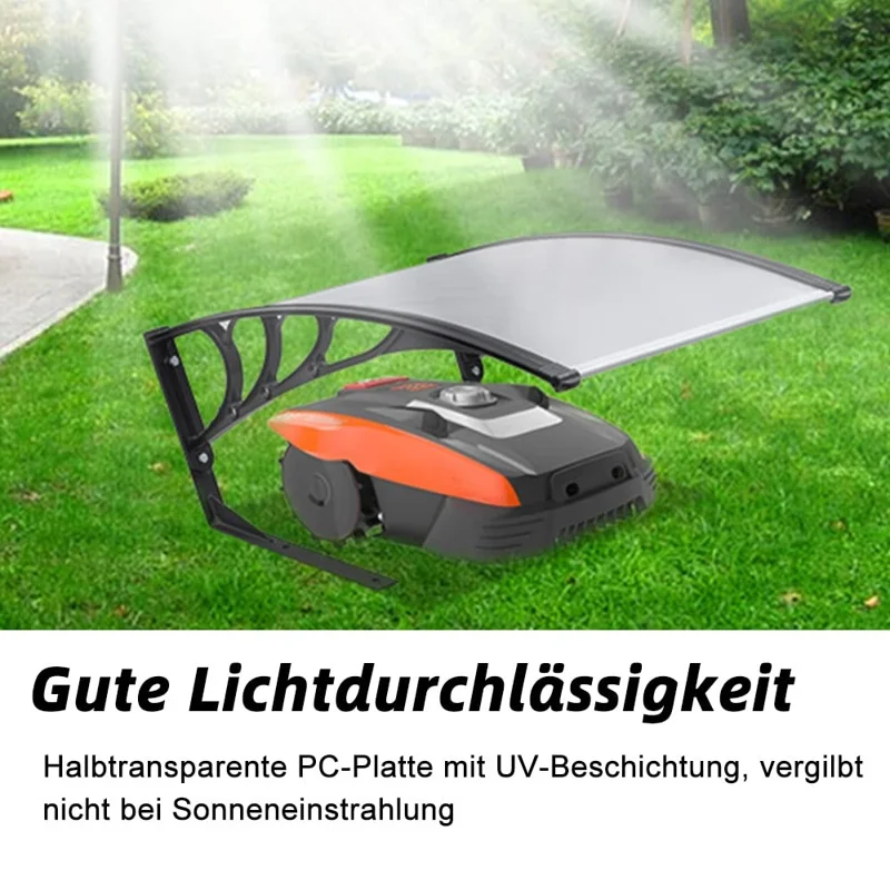 Outdoor Small Lawn Mower Sunshade Awning PC Sun Shield Rainproof Board, 1000x800mm - Blue