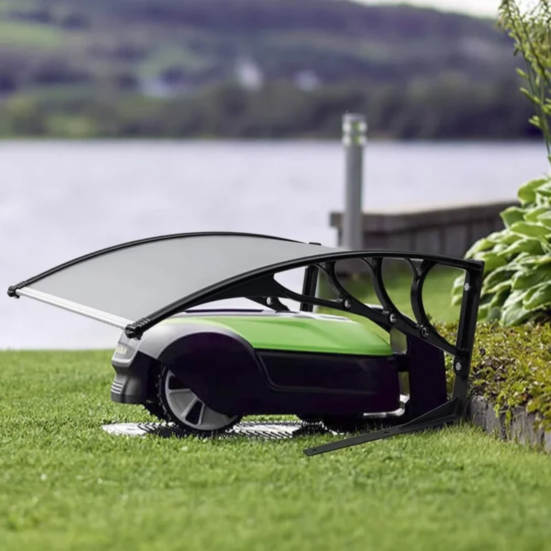 Outdoor Small Lawn Mower Sunshade Awning PC Sun Shield Rainproof Board, 1000x800mm - Blue