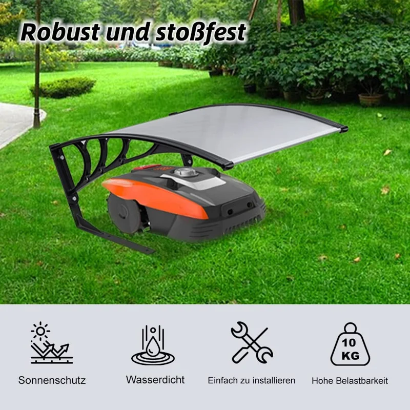 Outdoor Small Lawn Mower Sunshade Awning PC Sun Shield Rainproof Board, 1000x800mm - Blue