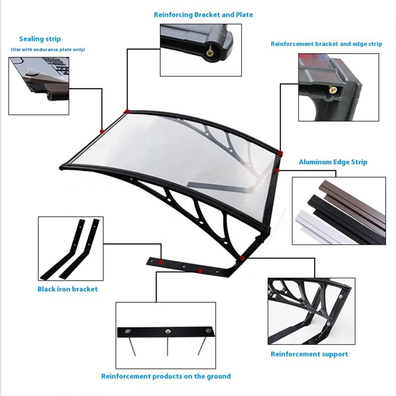 Outdoor Small Lawn Mower Sunshade Awning PC Sun Shield Rainproof Board, 1000x800mm - Blue