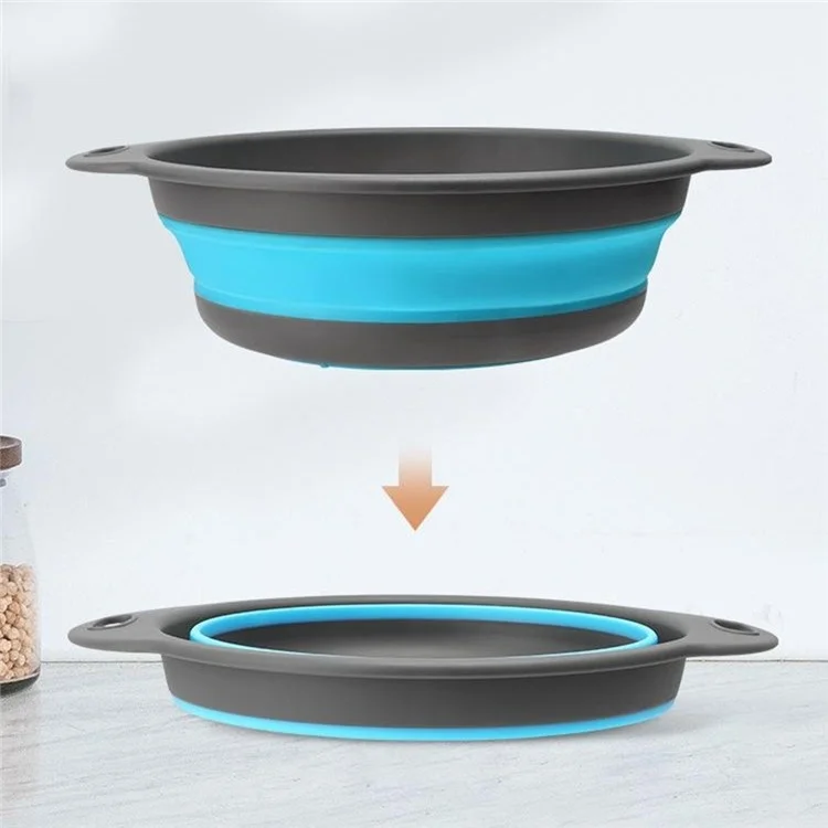 3Pcs Collapsible Colander Set Round Strainer Basket for Fruits Vegetables Washing Draining (BPA Free, No FDA) - Green+Blue+Red