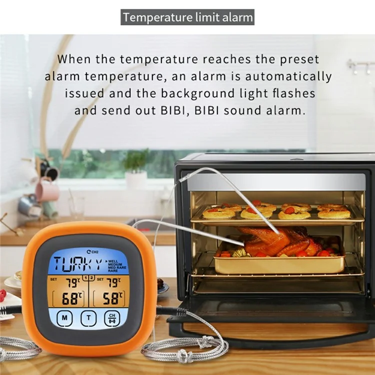 TS-6601-2 Doble Sonda BBQ Termómetro Barbacoa Barbacoa Food Meaturement Medeurement Medeurement Medeurement Medeement