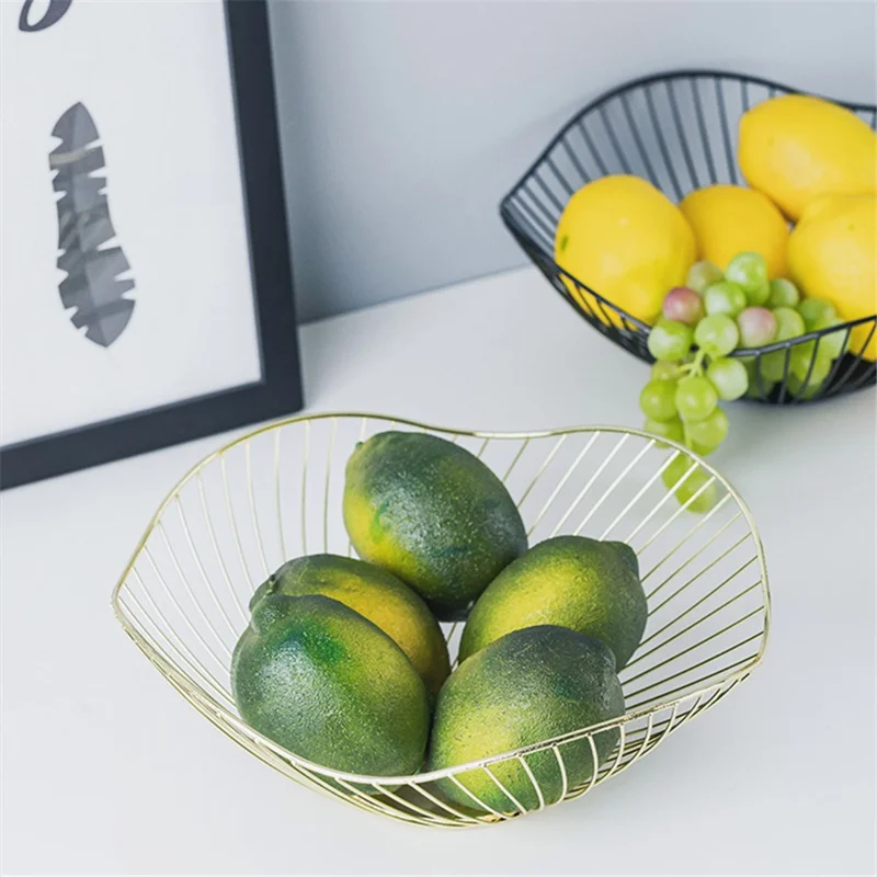 002D062 Simple Style Metal Fruit Basket Iron Wire Round Fruit Bowl for Kitchen Countertop - Black