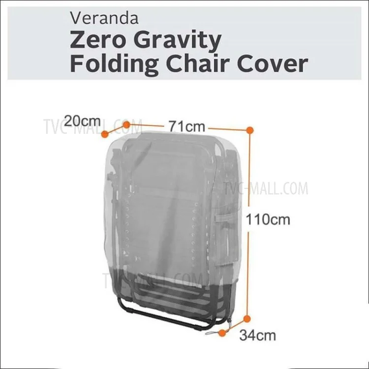 Outdoor Folding Chair Cover Waterproof Dustproof Lawn Patio Furniture Cover - Grey