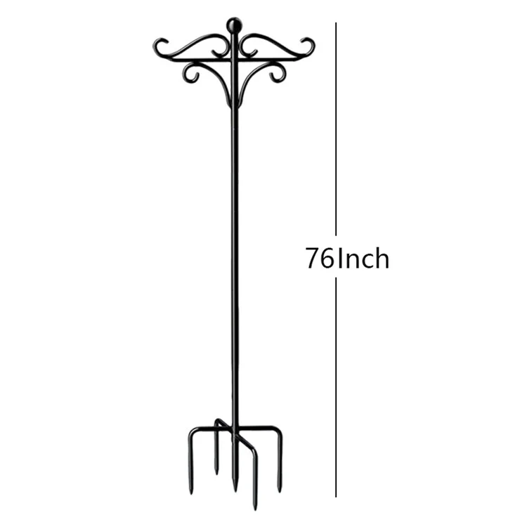 JL02 76-inch Outdoor Shepherds Hook Bird Feeder Pole with 5 Prongs Base for Hanging Plant Baskets Lanterns