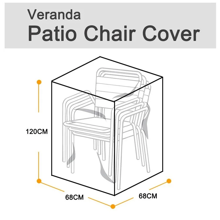 68x68x120cm 210D Oxford Cloth Patio Chair Waterproof Dustproof Cover for Outdoor Balcony Garden Furniture - Black