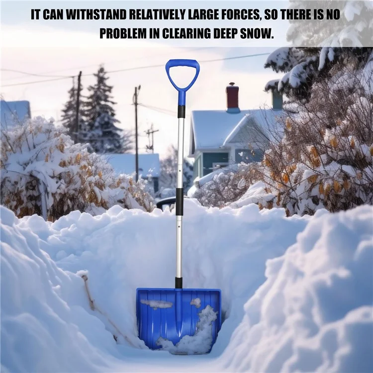Pá de neve destacável CY-SL04 com cabo de metal para jardim e uso ao ar livre - Azul