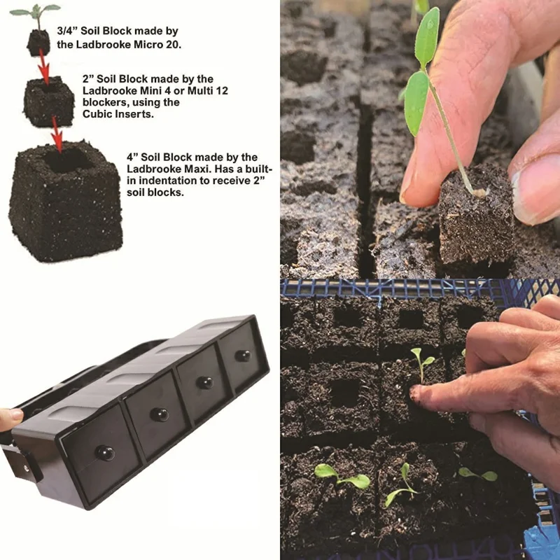 Handheld Seedling Maker 4-Cell Soil Block Tool For Potted Garden Planting Greenhouse Farm Nursery Sowing Tool