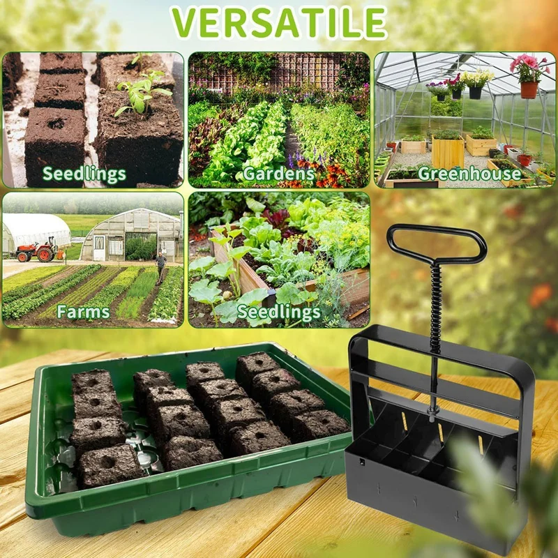 Handheld Seedling Maker 4-Cell Soil Block Tool For Potted Garden Planting Greenhouse Farm Nursery Sowing Tool