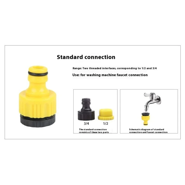 4 Pezzi / Set Raccordi per Tubi Connettori da 1/2 Pollice e 3/4 Pollice Adattatori Connettore Universale per Rubinetto e Lavatrice