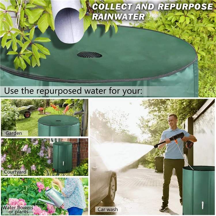 Barril Plegable Portátil para Recolección de Agua de Lluvia de 200L, Depósito de Almacenamiento para Riego de Jardín al Aire Libre de PVC, 56 x 78 cm