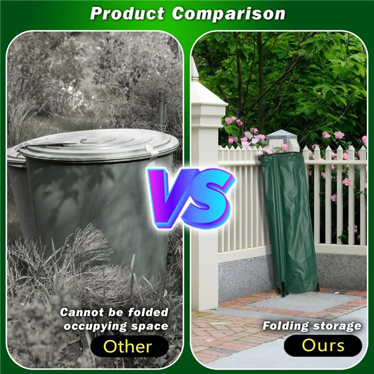 Barril Plegable Portátil para Recolección de Agua de Lluvia de 200L, Depósito de Almacenamiento para Riego de Jardín al Aire Libre de PVC, 56 x 78 cm