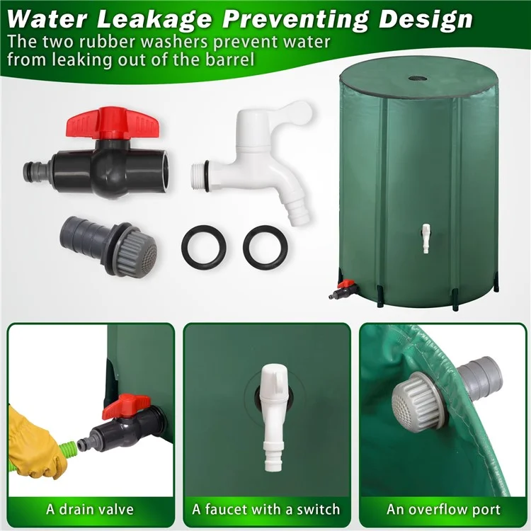 Barril Plegable Portátil para Recolección de Agua de Lluvia de 200L, Depósito de Almacenamiento para Riego de Jardín al Aire Libre de PVC, 56 x 78 cm