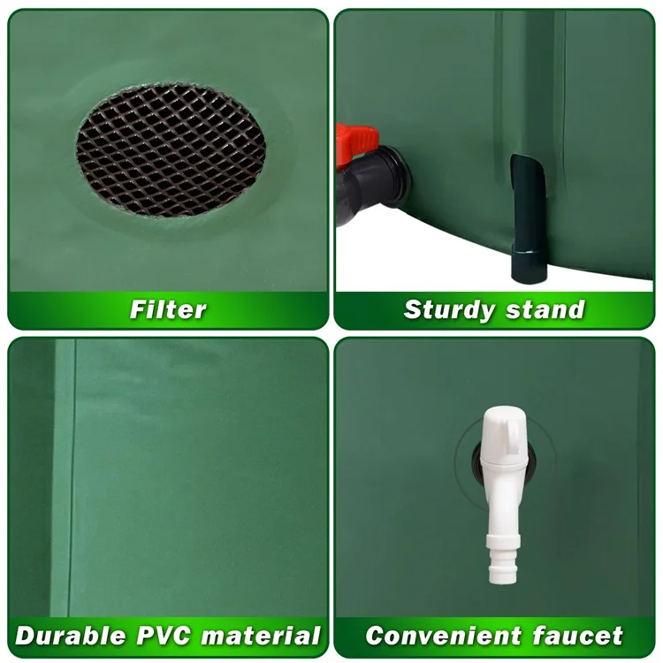 Barril Plegable Portátil para Recolección de Agua de Lluvia de 200L, Depósito de Almacenamiento para Riego de Jardín al Aire Libre de PVC, 56 x 78 cm