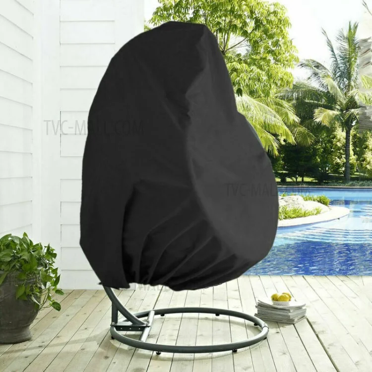 230x200cm UV Protection Swing Egg Chair Cover Outdoor Garden Terrace Dustproof Sunscreen Furniture Chair Dust Cover - Black